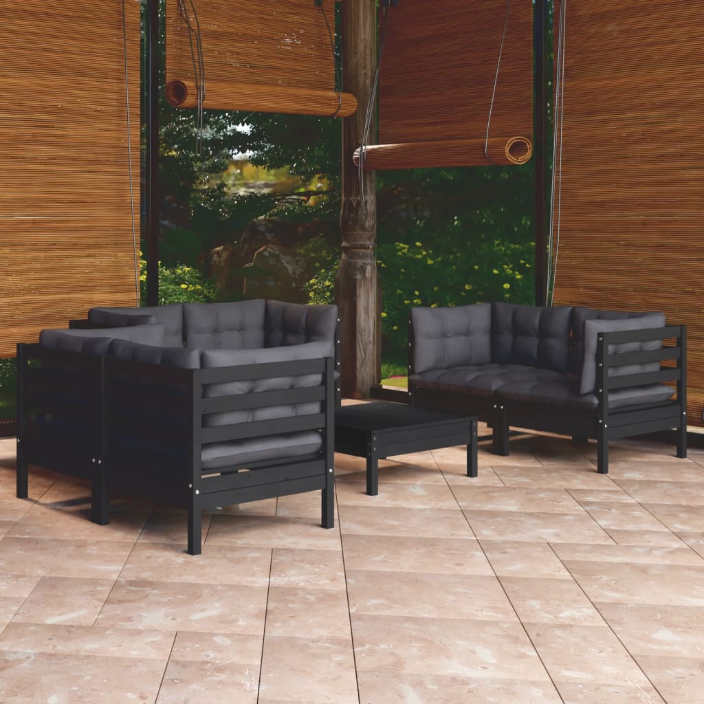 Garden furniture 7 pcs with solid pine wood cushions