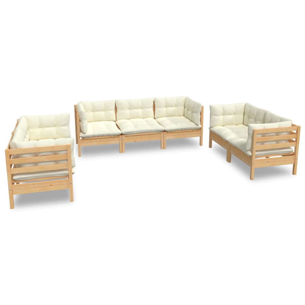 Garden furniture 7 pcs with cushions of solid pine wood