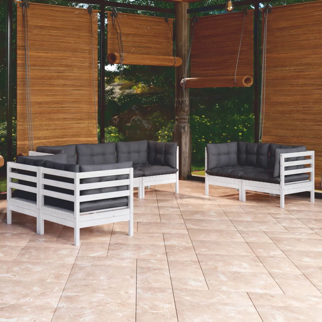 Garden furniture 7 pcs with solid pine wood cushions