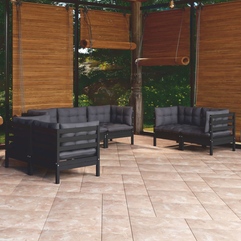 Salon de jardin 7 pcs avec coussins Bois de pin massif