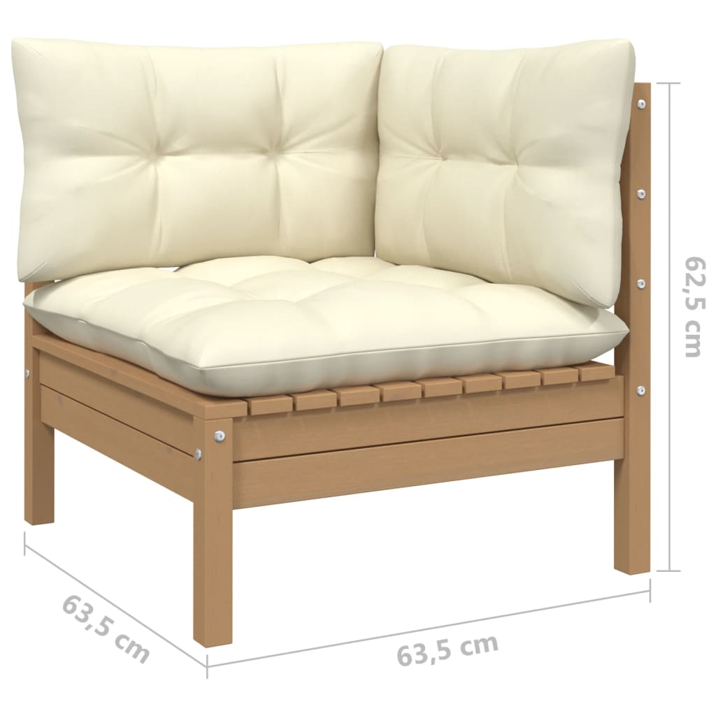 3 pcs garden furniture with solid pine wood cushions