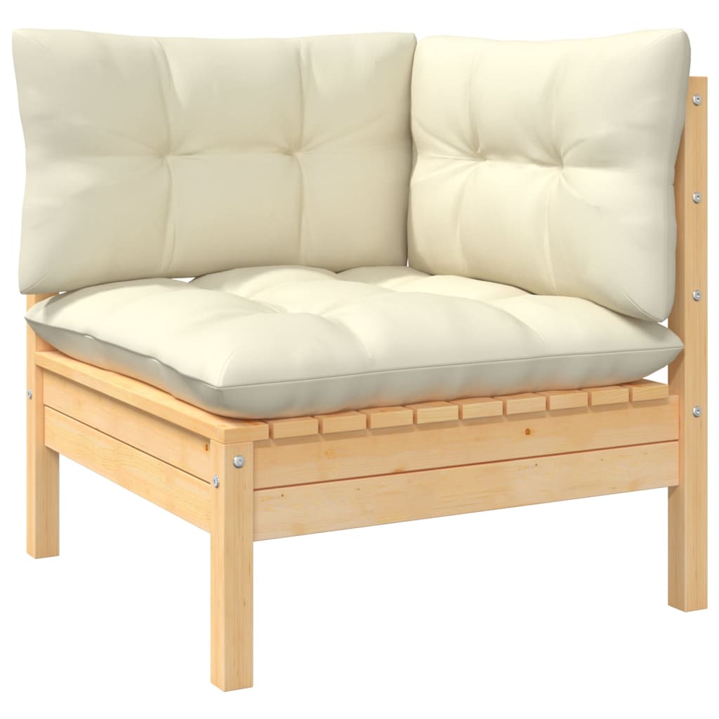 4 pcs garden furniture with pine wood cream cushions