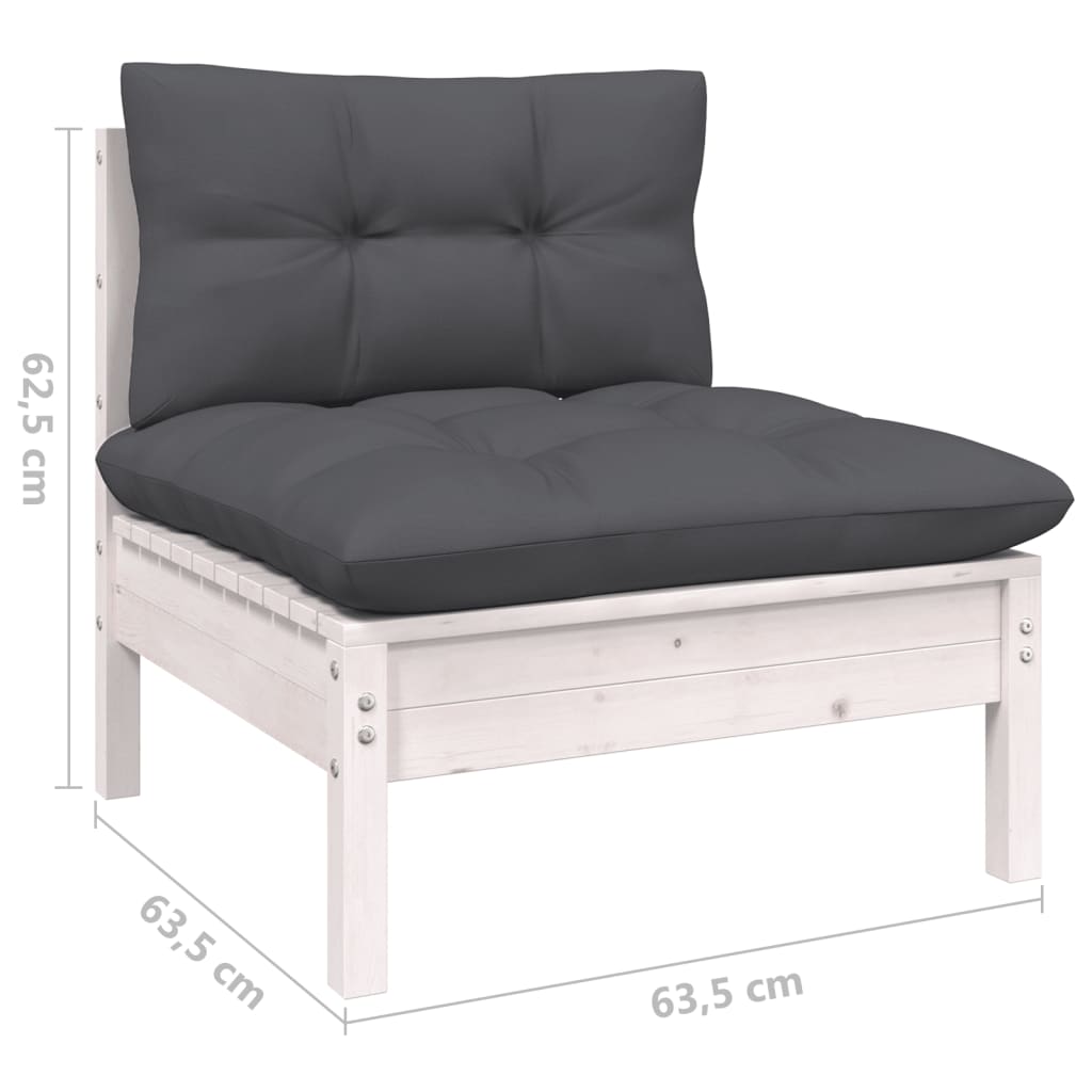 6 pcs garden furniture with white pine wood cushions