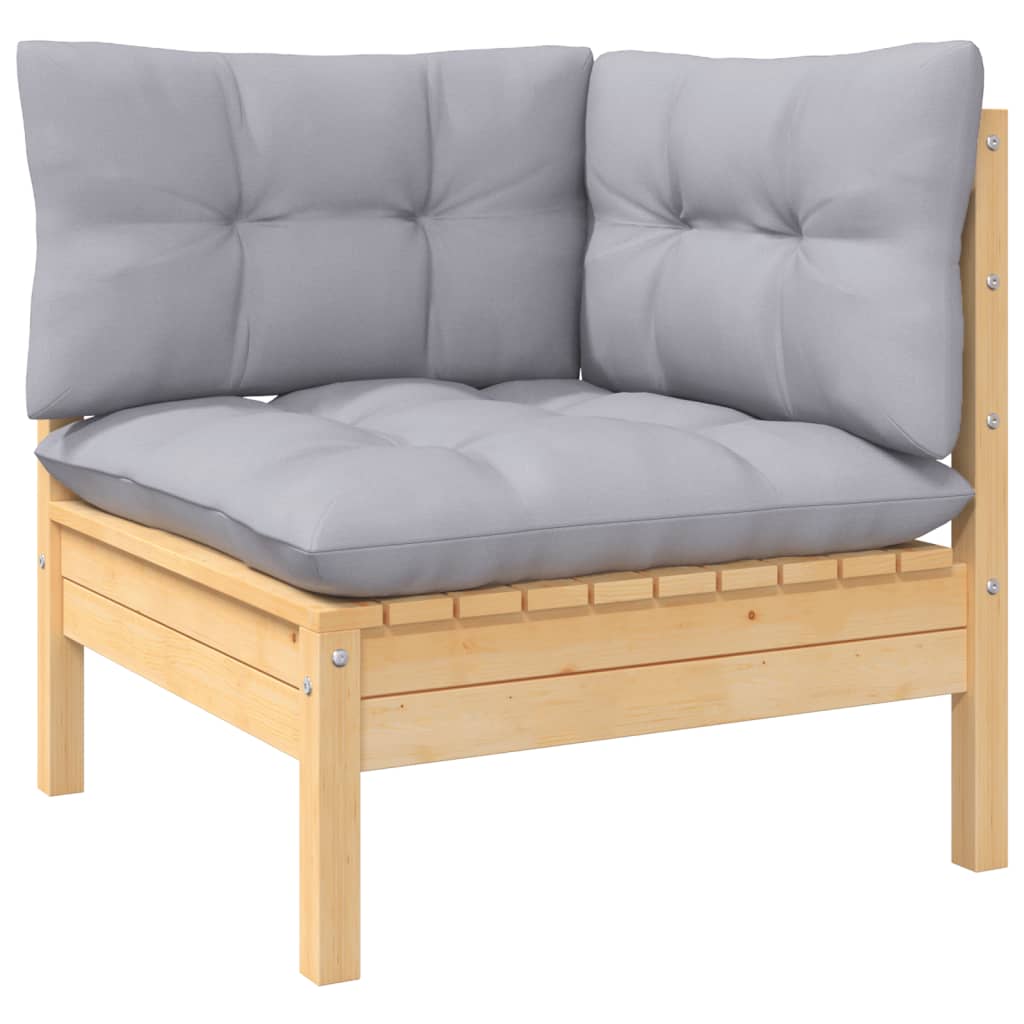 5 pcs garden furniture with gray pine wood cushions