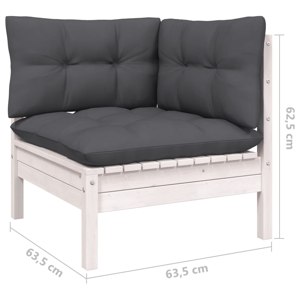 6 pcs garden furniture with white pine wood cushions