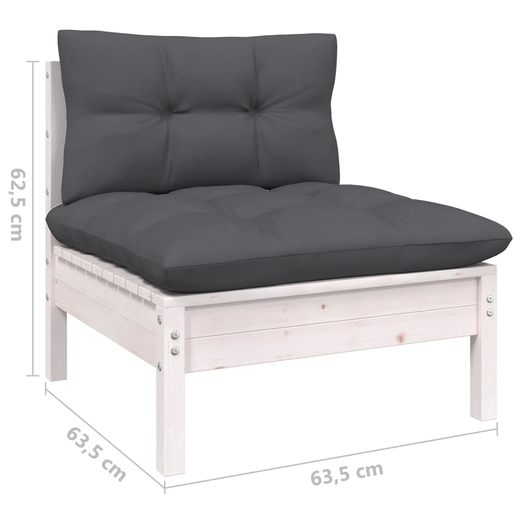 10 pcs garden furniture with white pine wood cushions