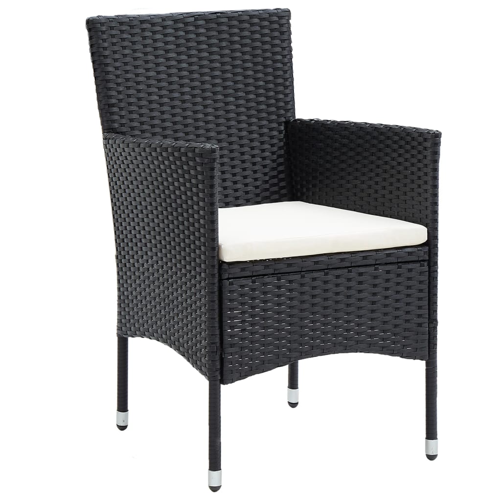 Mobilier à dîner de jardin 3 pcs Résine tressée Noir