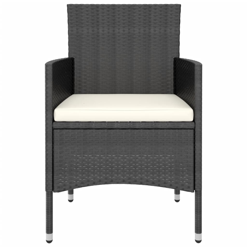 Mobilier à dîner de jardin 3 pcs Résine tressée Noir