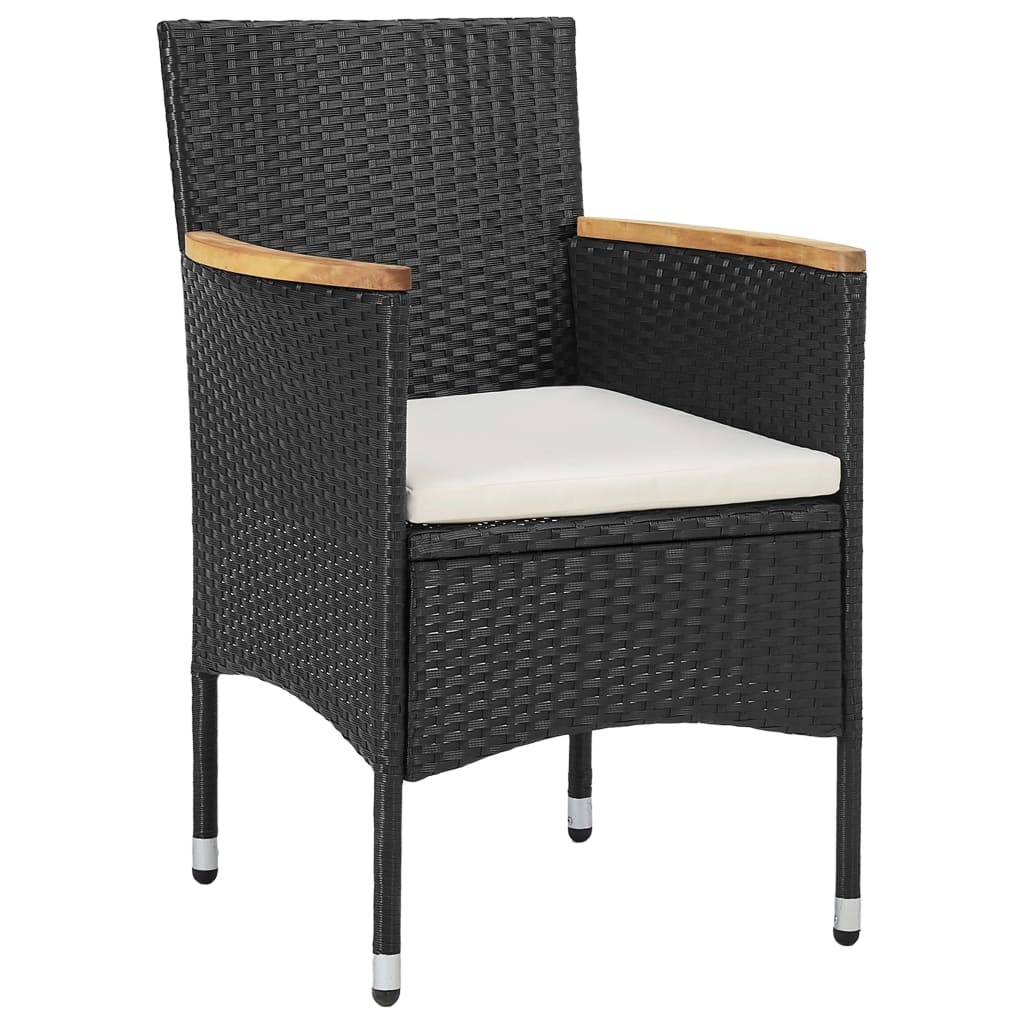 Mobilier à dîner de jardin 3 pcs Résine tressée Noir