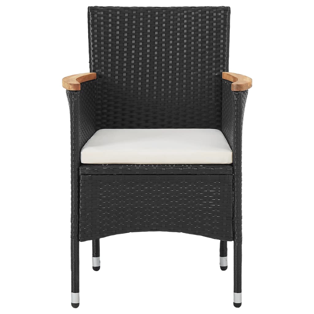 Mobilier à dîner de jardin 3 pcs Résine tressée Noir