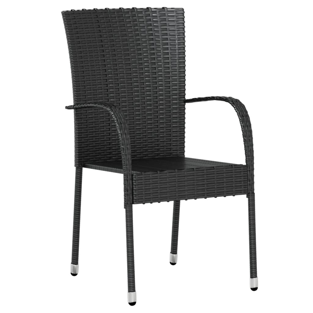 Mobilier à dîner de jardin 3 pcs Résine tressée Noir