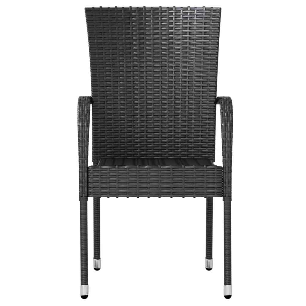 Mobilier à dîner de jardin 3 pcs Résine tressée Noir