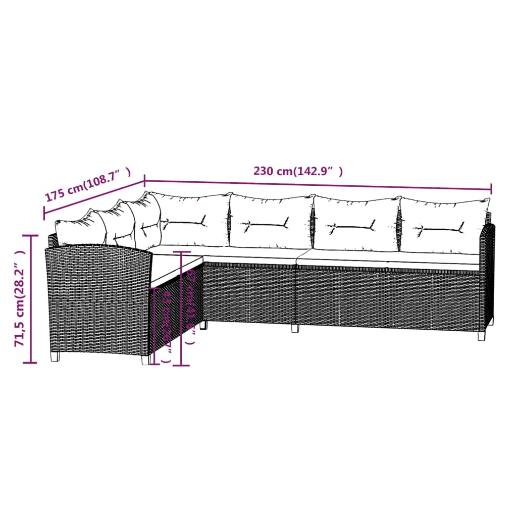 3 Stcs Gartenmöbel mit grauen geflochtenen Harzkissen