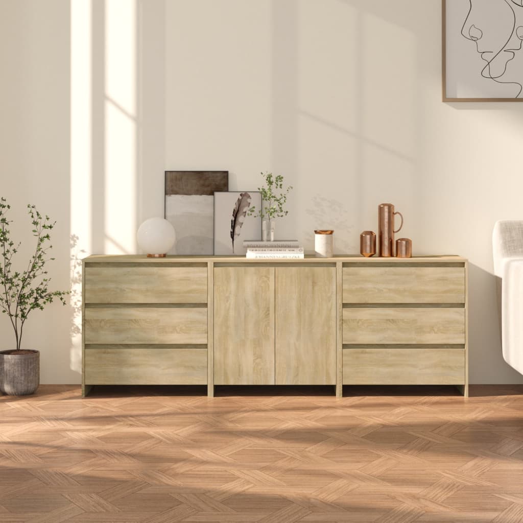 Credenze 3 pezzi Rovere Sonoma Multistrato