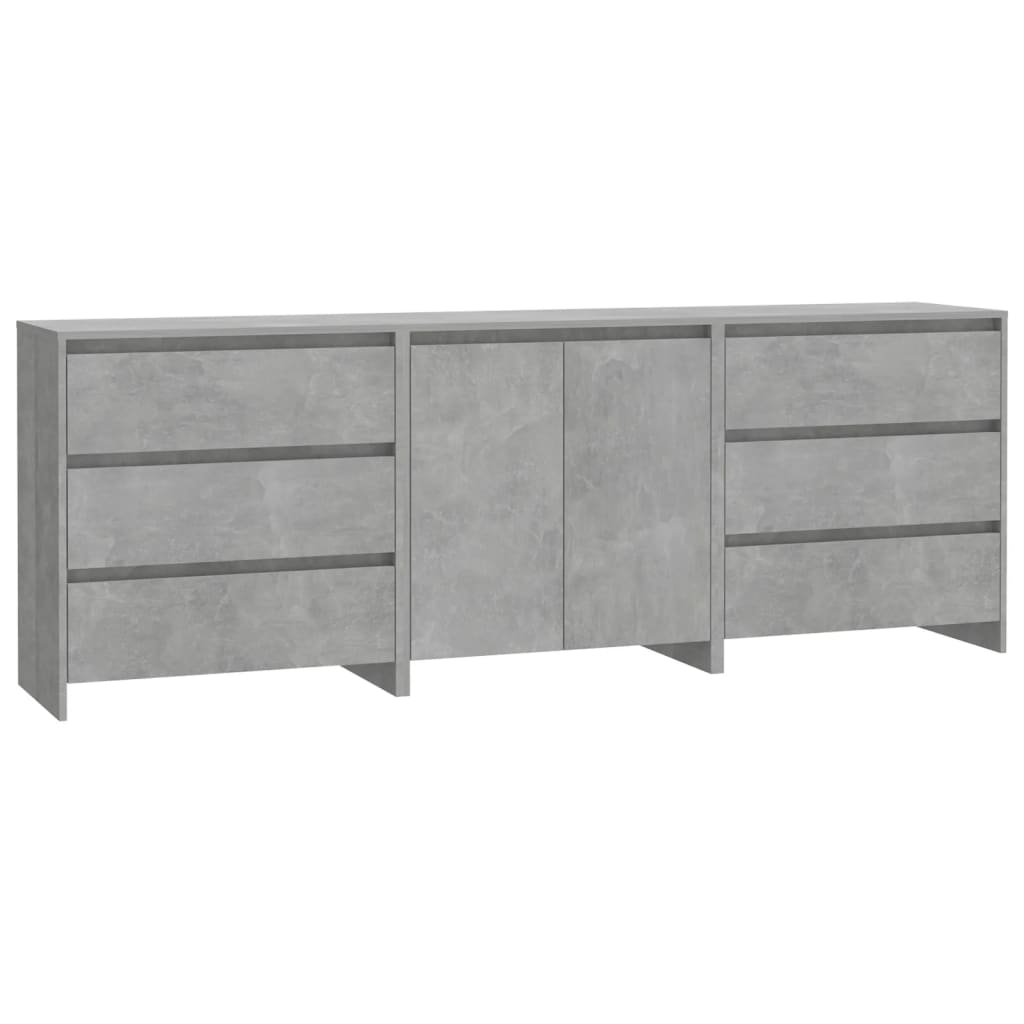 Buffets 3 Stcs Grey Beton Engineering Holz