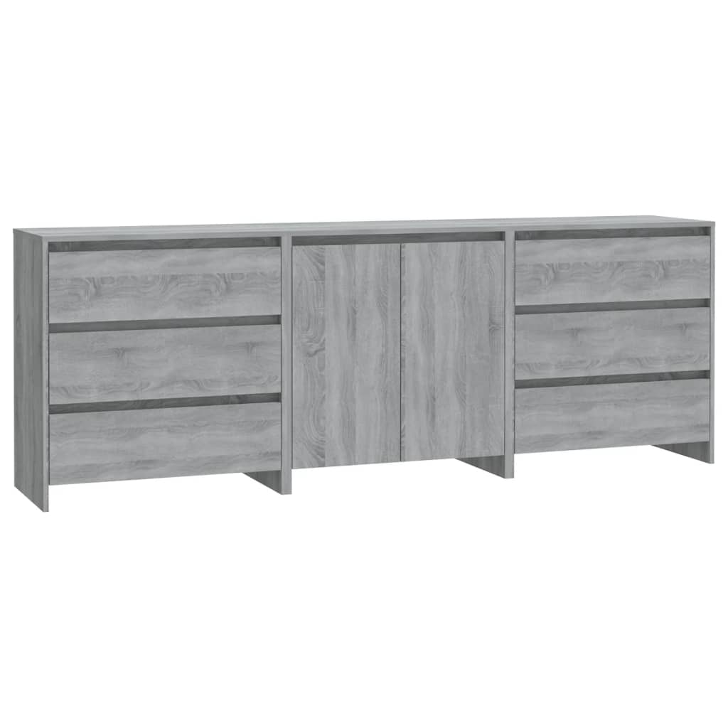 Buffets 3 pcs Sonoma gris Bois d'ingénierie