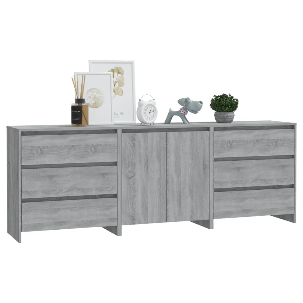 Buffets 3 PCs Sonoma Grey Wood Engineering