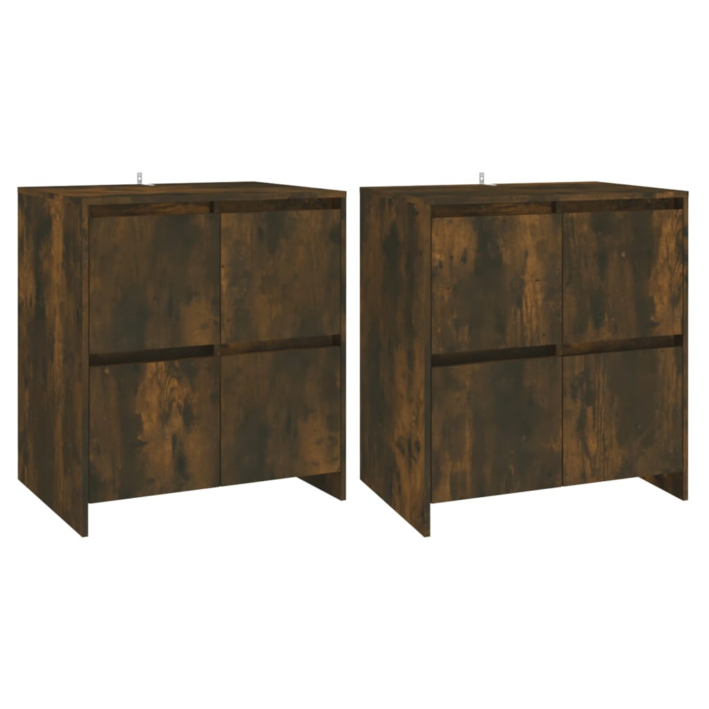 Buffets 2 PCs geräucherte Eiche 70x41x75 cm agglomeriert