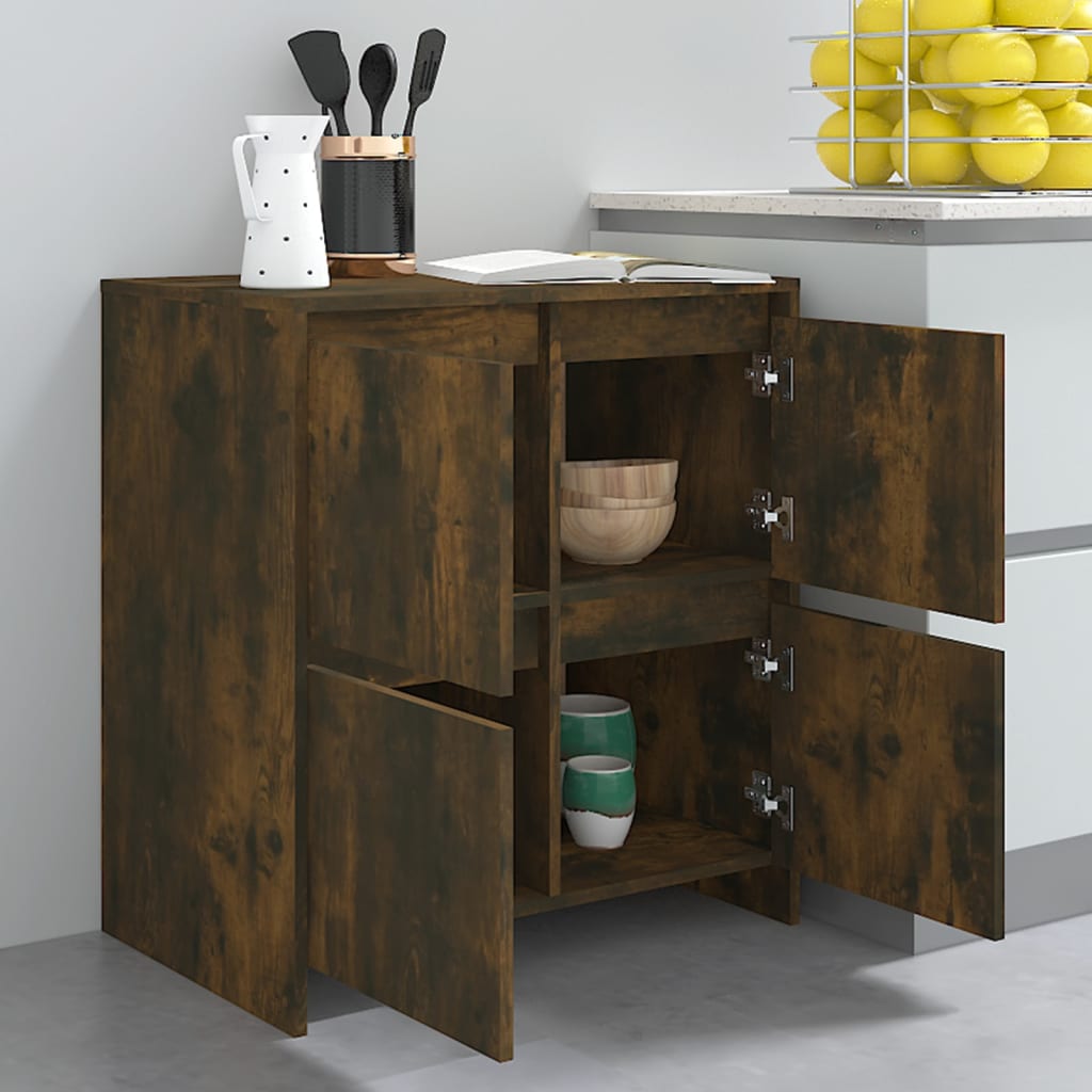 Buffets 2 PCs geräucherte Eiche 70x41x75 cm agglomeriert