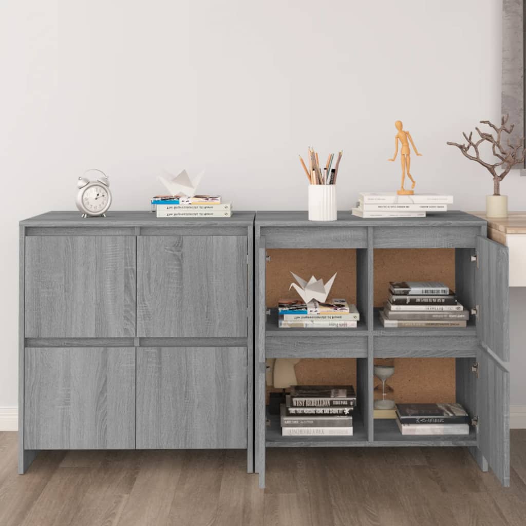 Buffets 2 PCs Sonoma Gray 70x41x75 cm agglomeriert