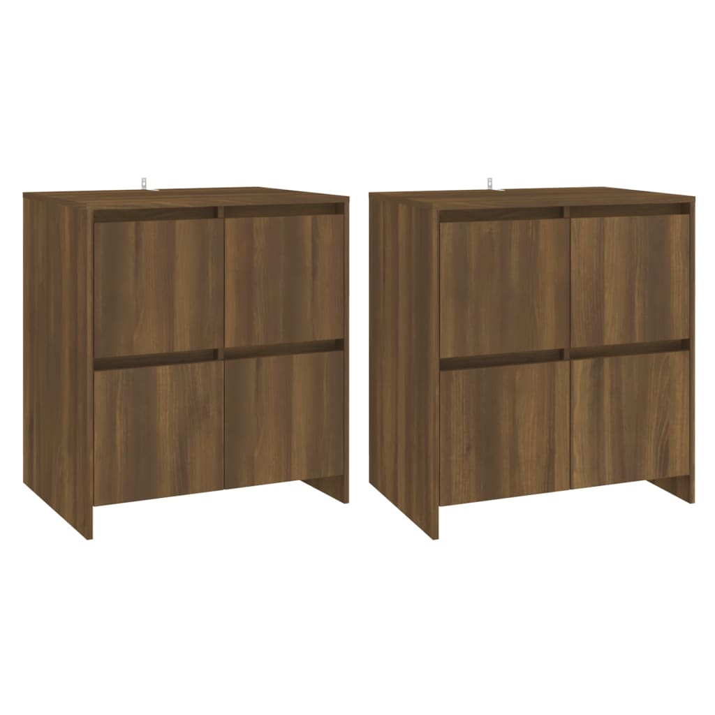 Buffets 2 pcs brown oak 70x41x75 cm agglomerated