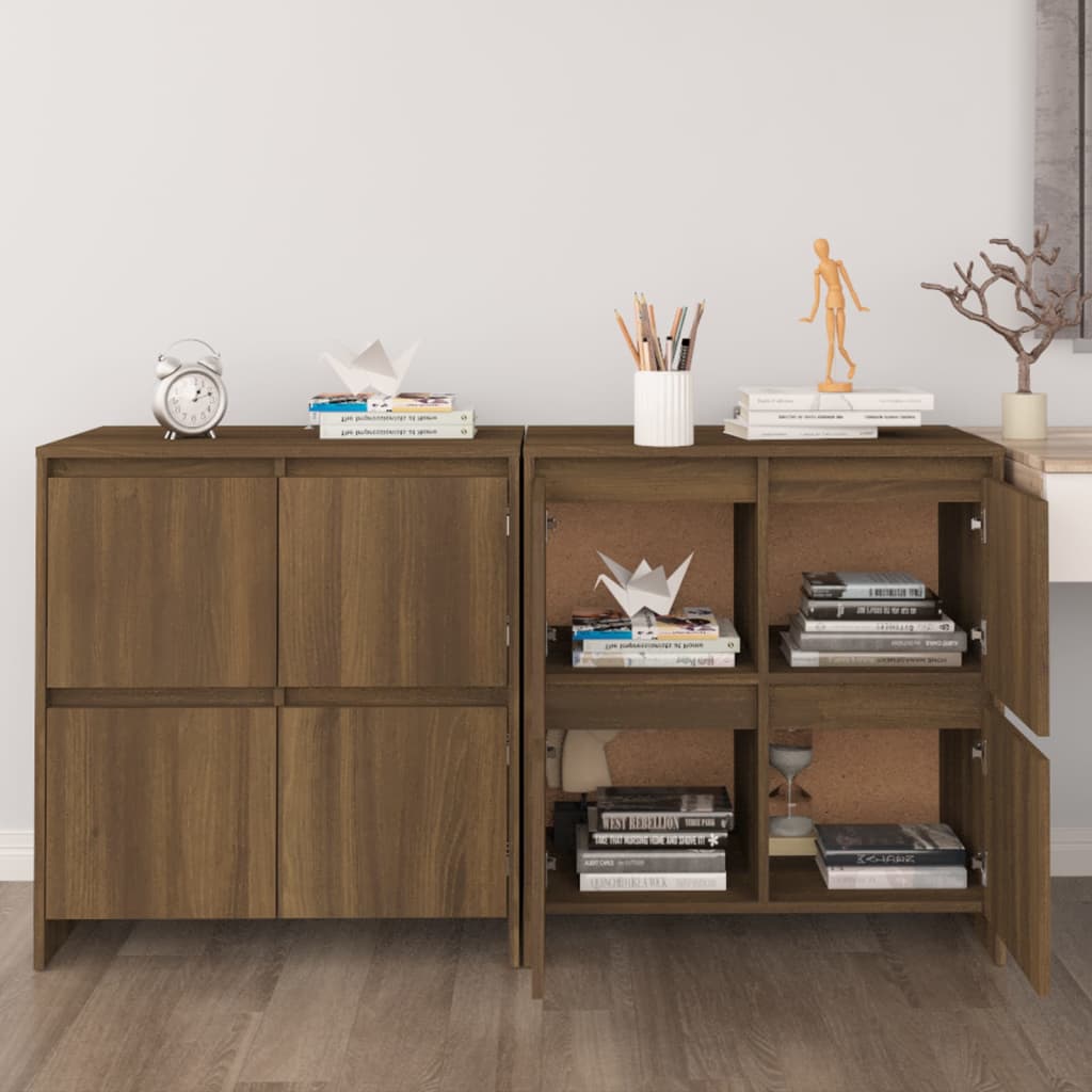 Buffets 2 pcs brown oak 70x41x75 cm agglomerated