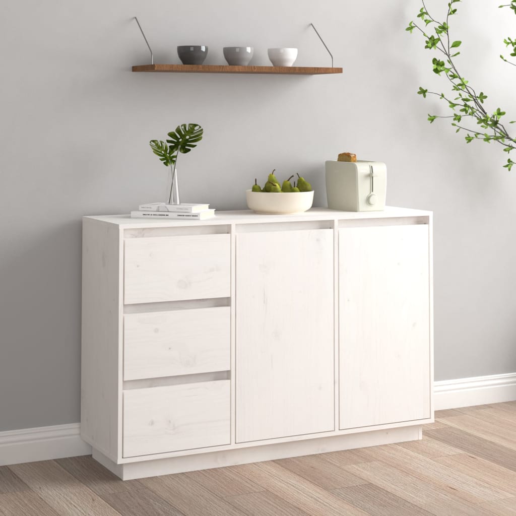 Buffet bianco 111x34x75 cm in legno di pino solido