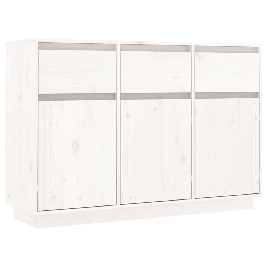 Buffet blanc 110x34x75 cm bois massif de pin