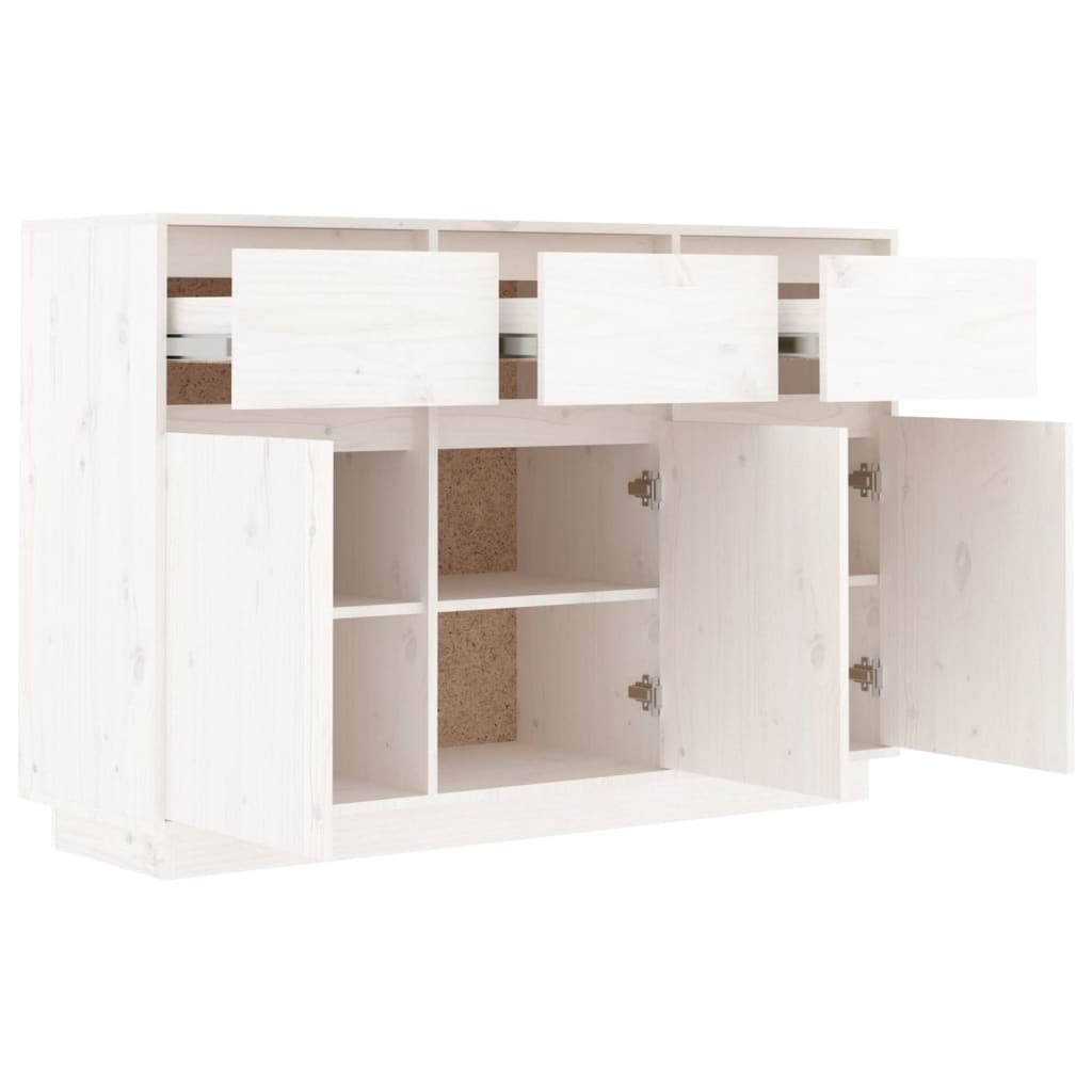 Buffet bianco 110x34x75 cm in legno di pino solido