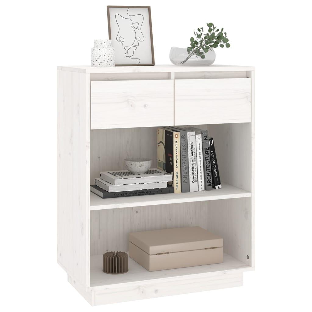 White console wardrobe 60x34x75 cm Solid pine wood