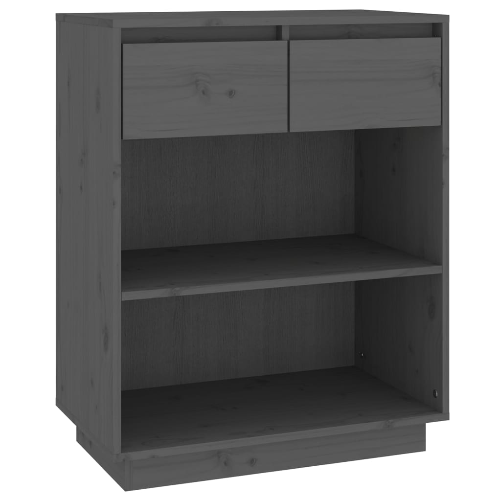 Gray console cabinet 60x34x75 cm Solid pine wood