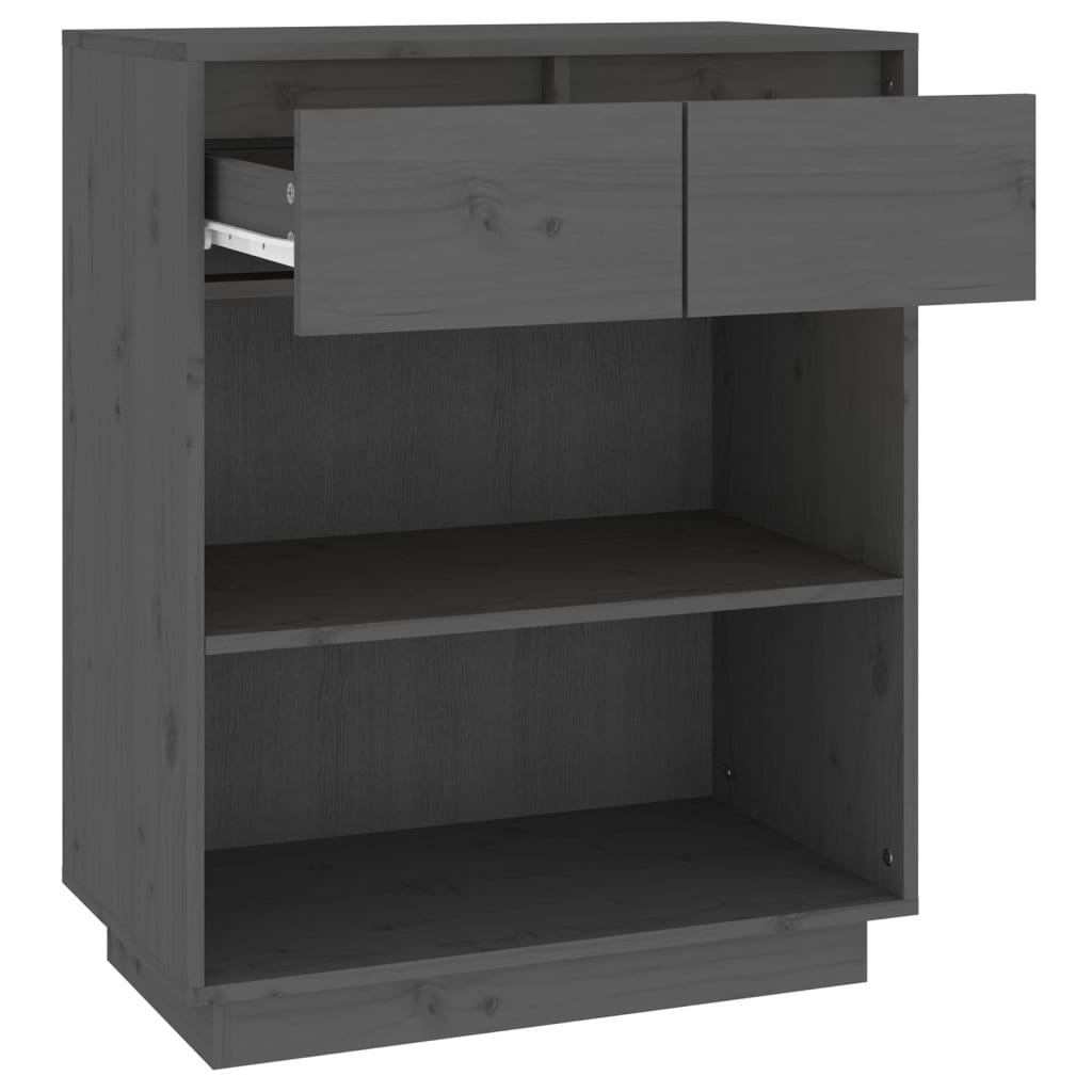 Graue Konsolenschrank 60x34x75 cm Festkieferholz