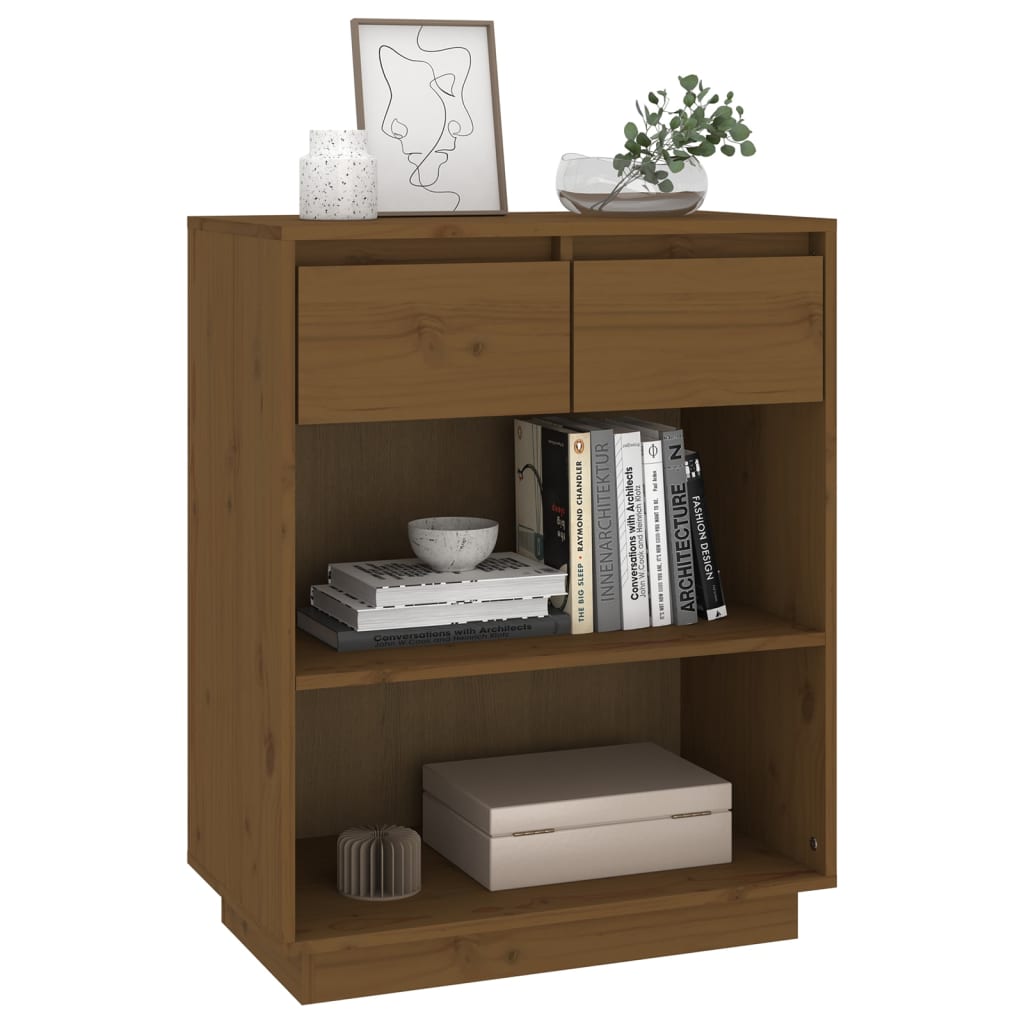 Honey brown console wardrobe 60x34x75 cm solid pine wood