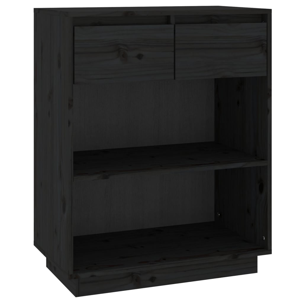 Armoire console Noir 60x34x75 cm Bois de pin solide