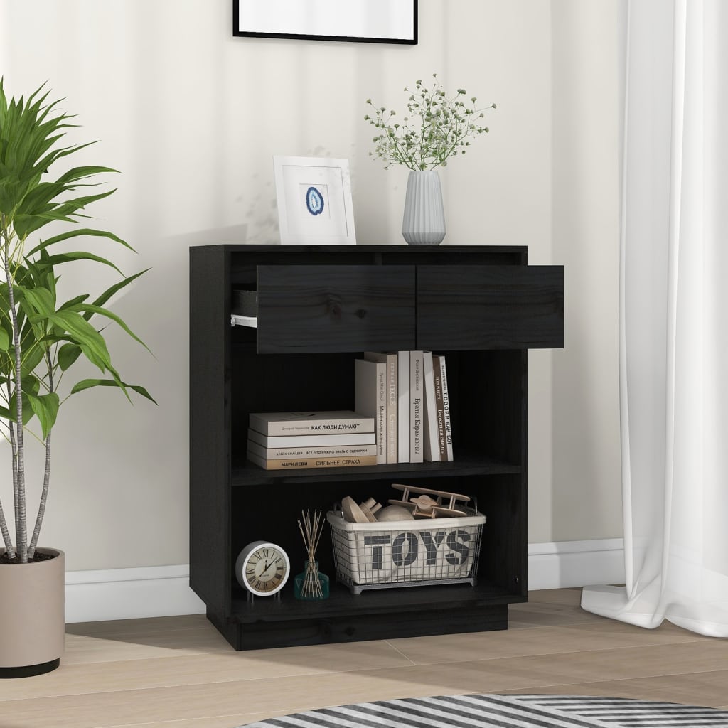 Black console wardrobe 60x34x75 cm Solid pine wood