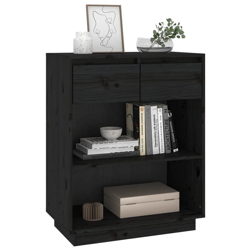 Black console wardrobe 60x34x75 cm Solid pine wood