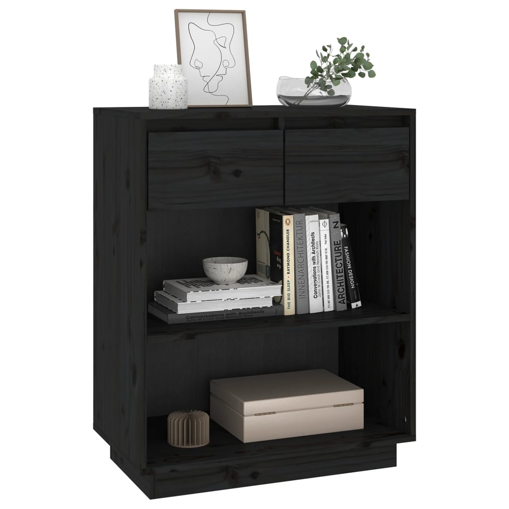 Schwarze Konsolengarderobe 60x34x75 cm Festkieferholz