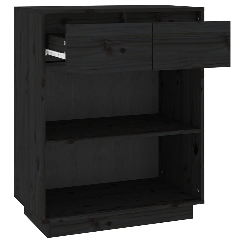 Schwarze Konsolengarderobe 60x34x75 cm Festkieferholz