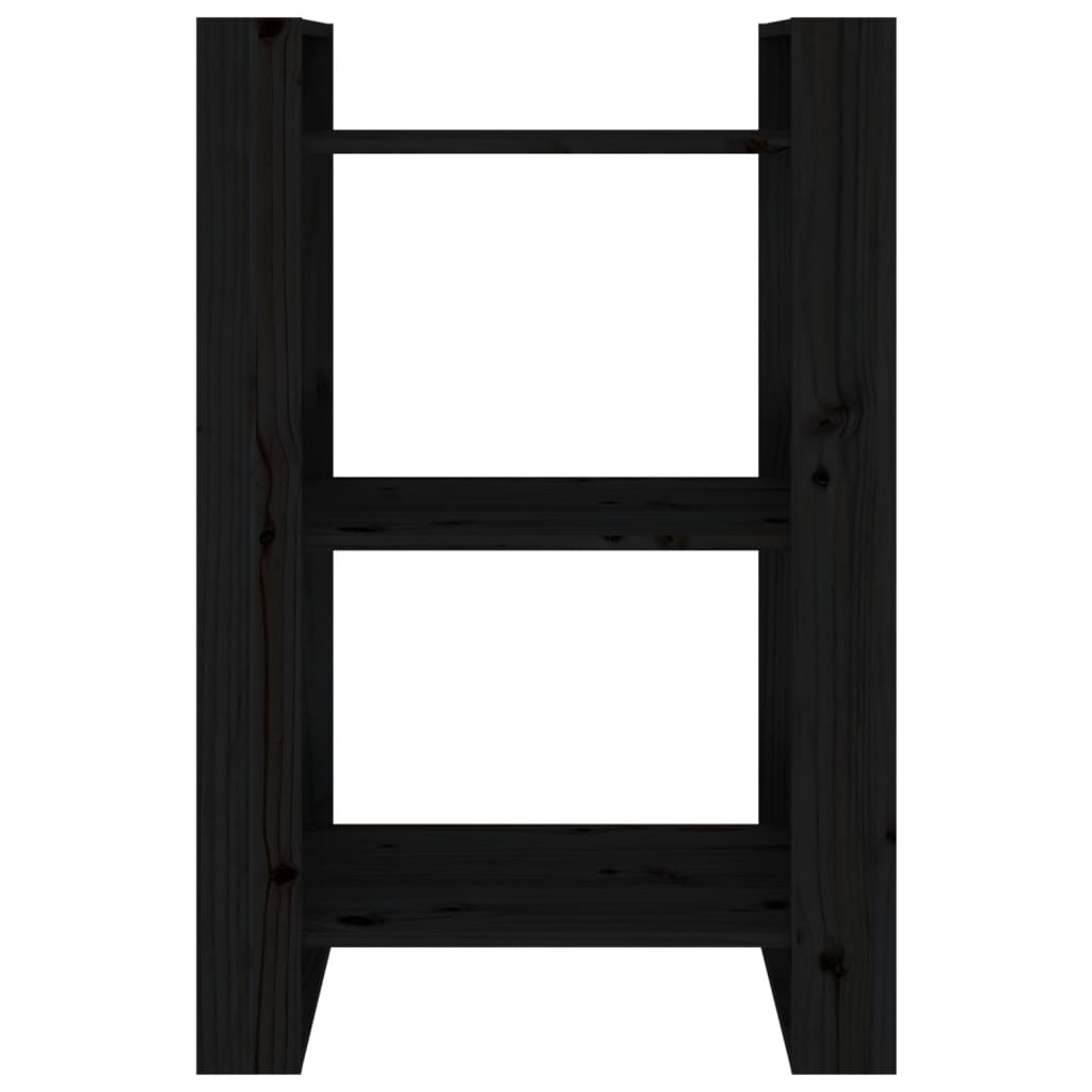 Library/Part separator black 60x35x91 cm Solid pine