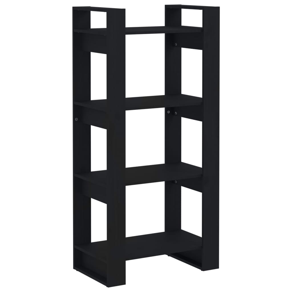Library/Piece separator black 60x35x125 cm Solid wood