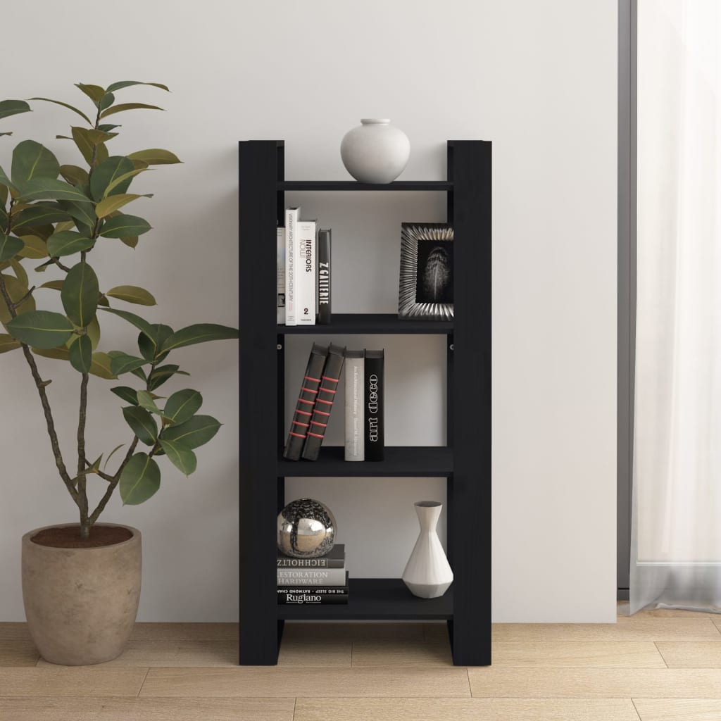 Library/Piece separator black 60x35x125 cm Solid wood