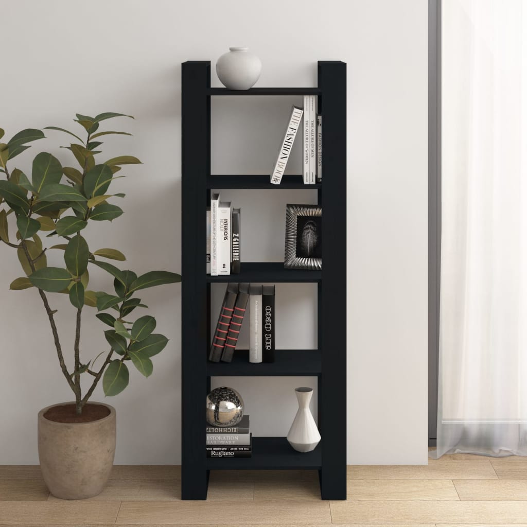 Library/Part separator black 60x35x160 cm solid wood