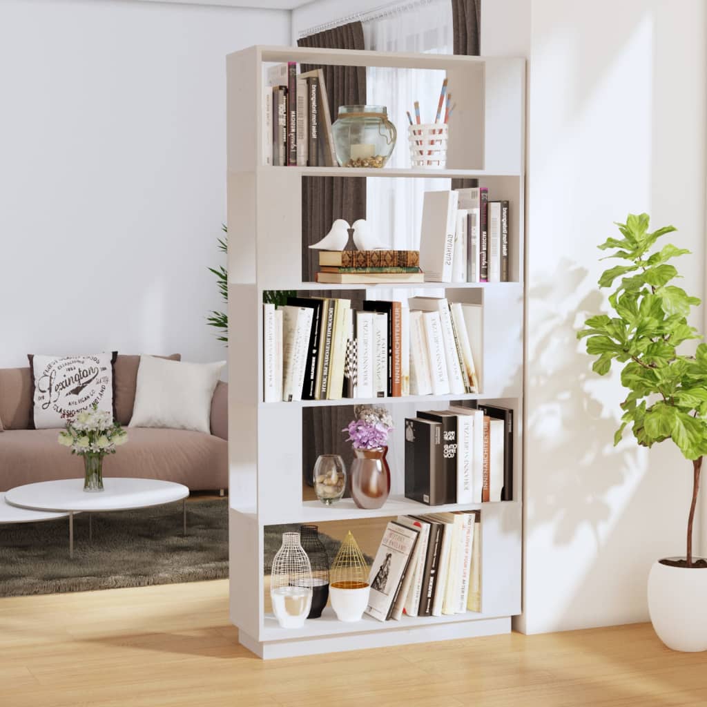 Library/White part separator 80x25x163.5cm Solid pine