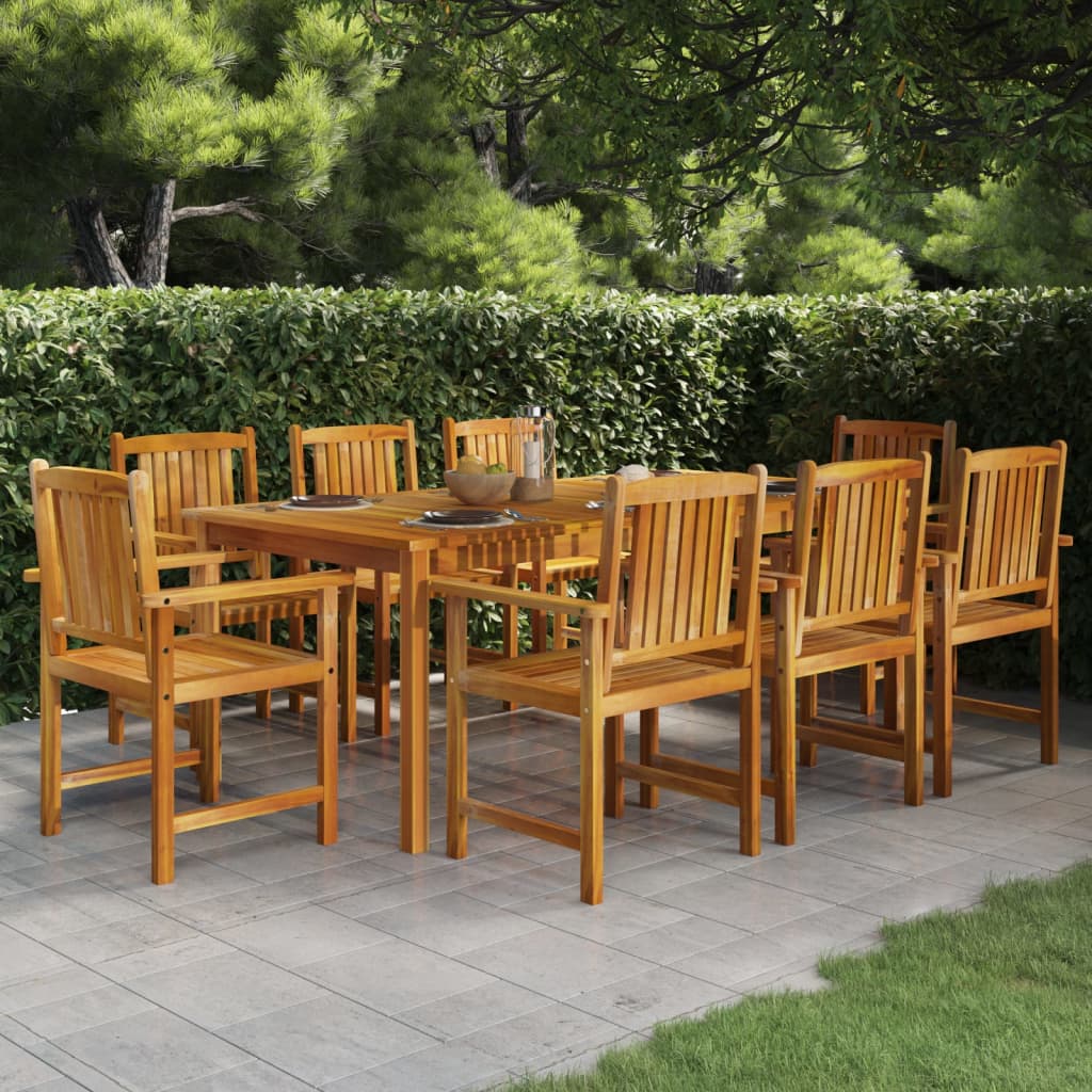 Garden dining room set 9 pcs solid acacia wood