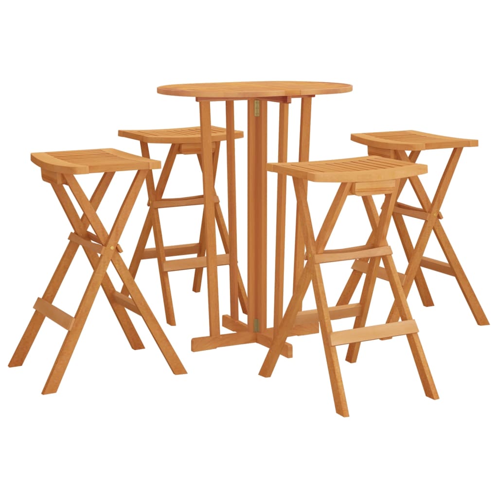 Foldable bar set 5 pcs solid teak wood