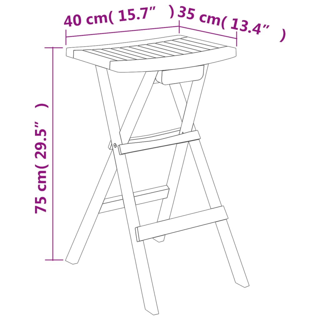 Foldable bar set 5 pcs solid teak wood