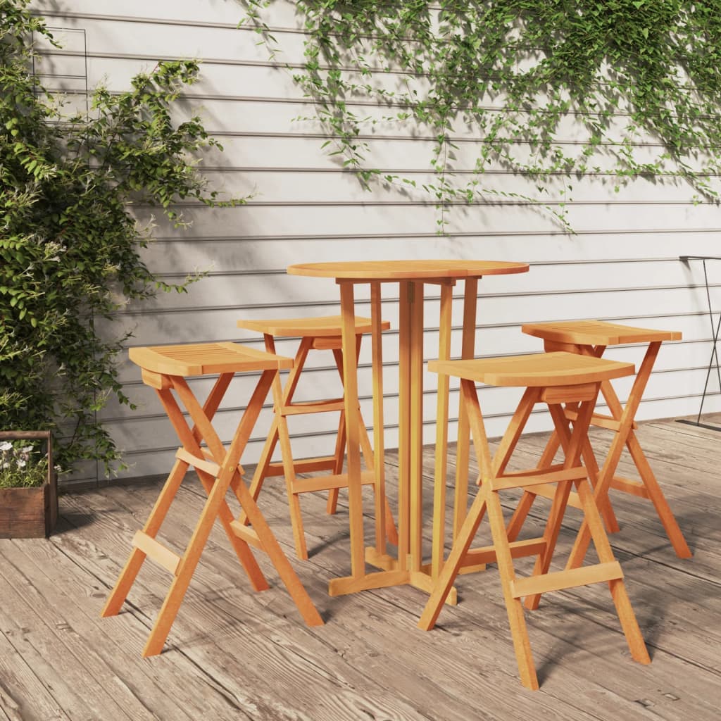 Foldable bar set 5 pcs solid teak wood