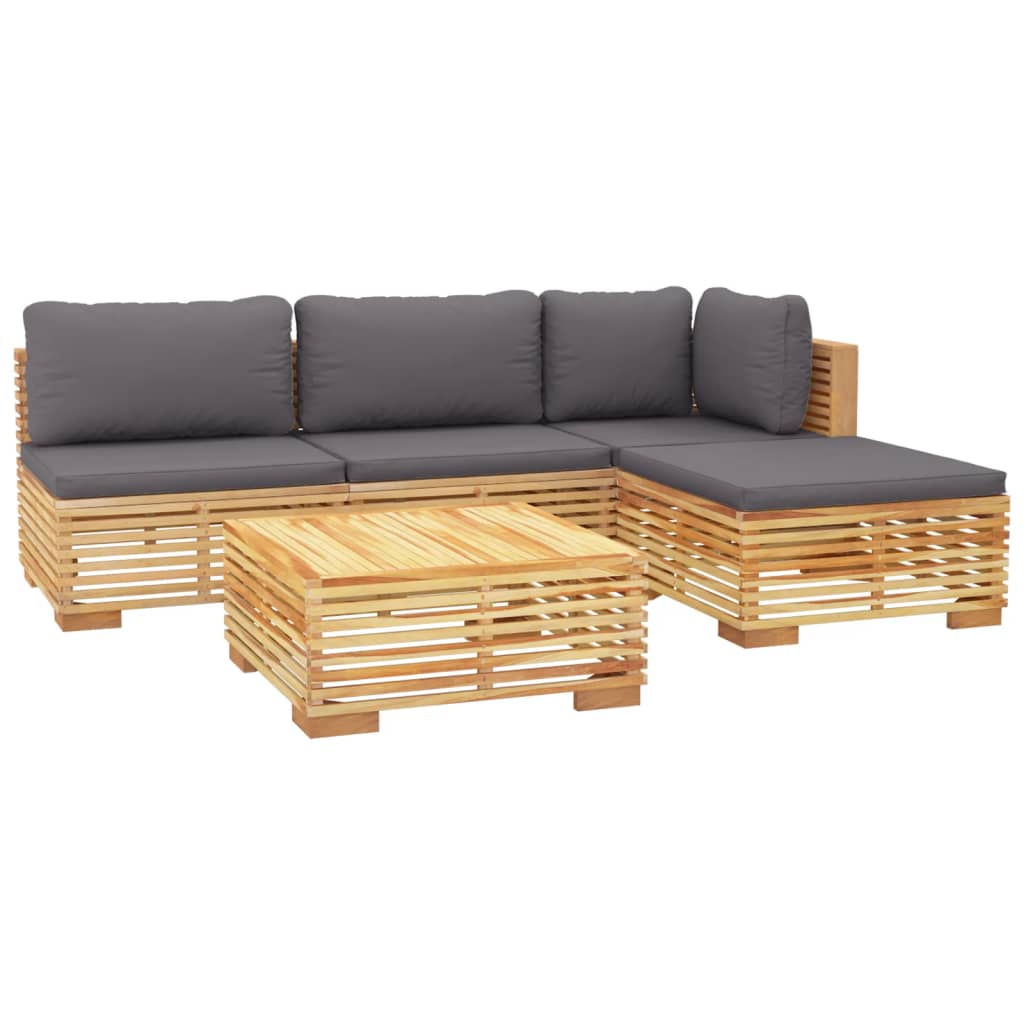 5 pcs garden furniture with solid teak wood cushions