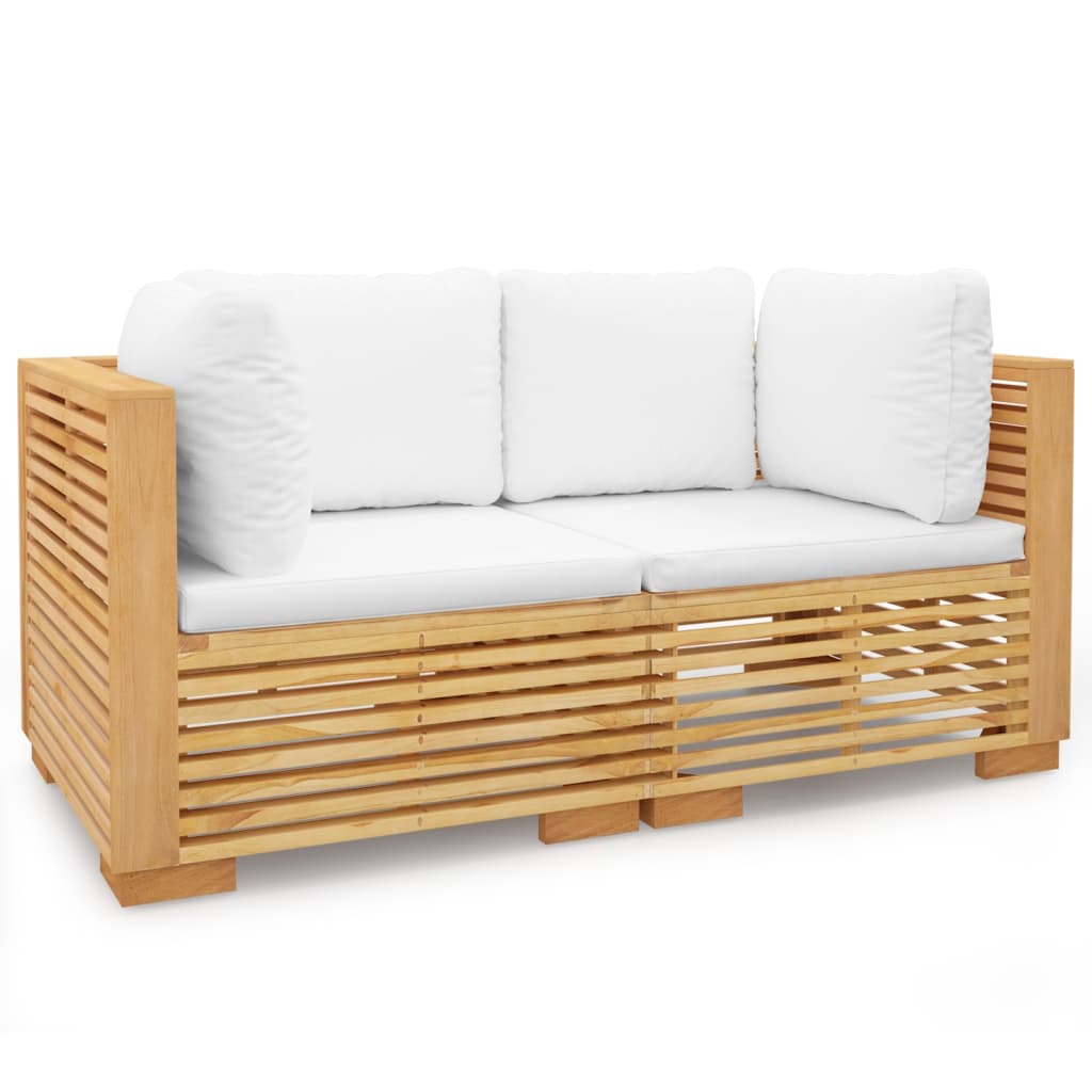 Garten -Ecksofas und Kissen 2 Stcs Massive Teakholzholz