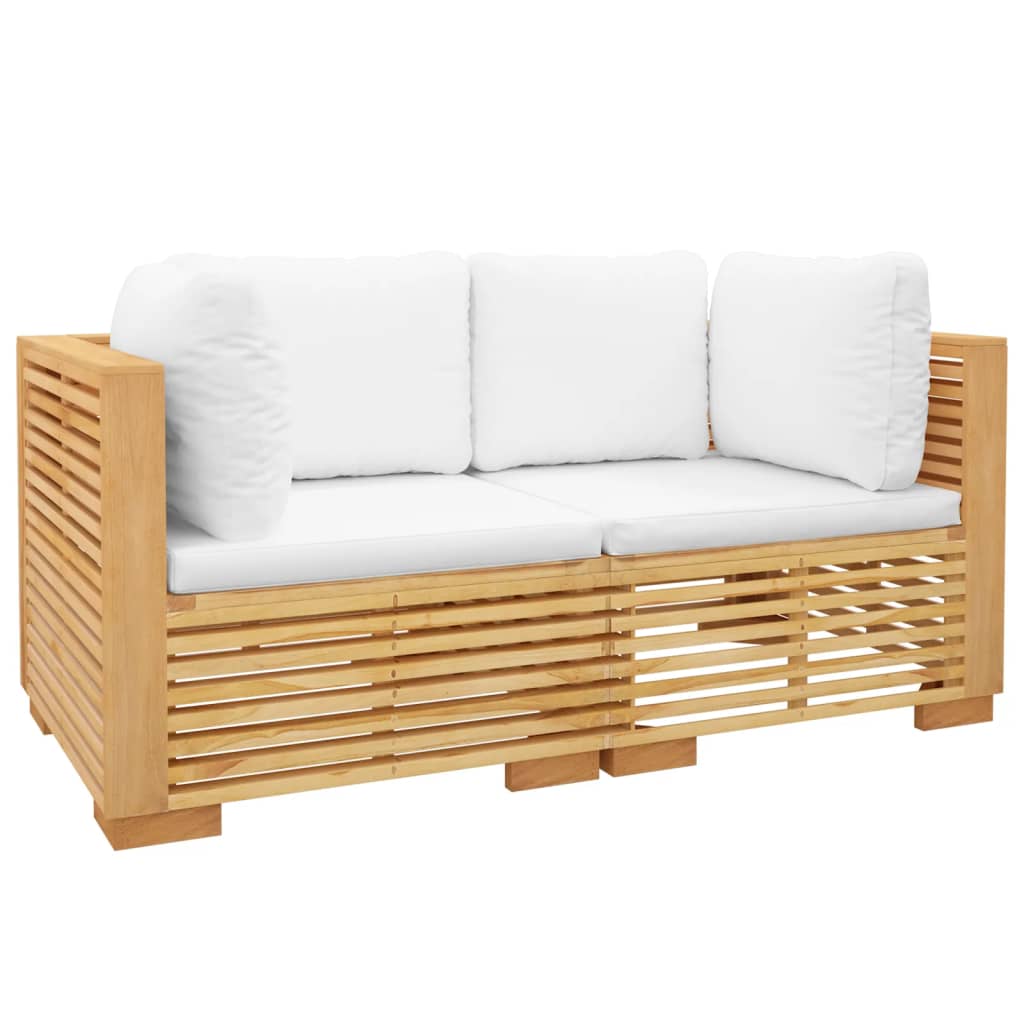 Garten -Ecksofas und Kissen 2 Stcs Massive Teakholzholz